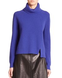 Proenza Schouler | Blue Front-slit Turtleneck Sweater | Lyst