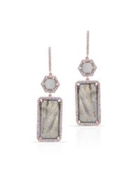 Anne Sisteron | Metallic 14kt Rose Gold Labradorite Diamond Geometric Earrings | Lyst