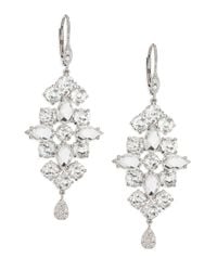 Meira T | Metallic Diamond, White Topaz & 14k White Gold Drop Earrings | Lyst