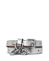 Alexander McQueen | Metallic Double Wrap Skull Leather Bracelet | Lyst