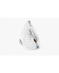 Tateossian - Carved Anthurium Pin In Silver With White Agate for Men - Lyst