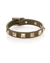 Valentino | Green Rockstud Small Leather Bracelet | Lyst