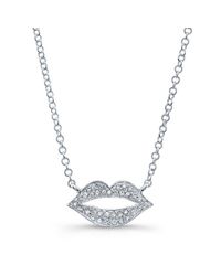Anne Sisteron - 14kt White Gold Diamond Kiss Necklace - Lyst