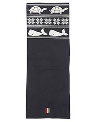 Thom Browne | Black Fine Merino Wool Knitted Scarf | Lyst