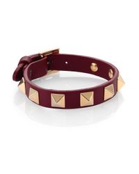Valentino | Red Rockstud Small Leather Bracelet | Lyst