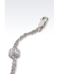 Emporio Armani | Metallic Bracelet In Rhodium-Plated Silver And Cz Stones | Lyst