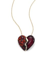 Alexis Bittar | Metallic Pop Surrealist Crystal Black Cherry Broken Heart Pendant | Lyst