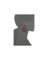 Oscar de la Renta | Purple Swarovski Crystal Flower Drop Pavé Earrings | Lyst