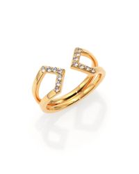 Elizabeth and James | Metallic Kuril Pavé White Topaz Ring | Lyst