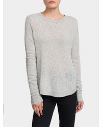 White + Warren | Gray Cashmere Tubular Blocked Crewneck | Lyst