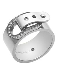 Michael Kors | Silver Pave Buckle Ring | Lyst