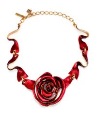 Oscar de la Renta | Red Rose Ribbon Necklace | Lyst
