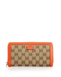 Gucci | Orange Gg Classic Zip Around Wallet | Lyst