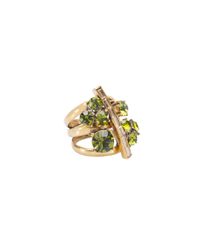 Oscar de la Renta | Metallic Peridot Swarovski Crystal Flower Ring | Lyst