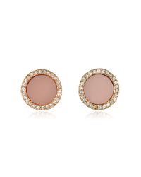 Michael Kors | Pink Heritage Rose Gold Stud Earrings W/crystals | Lyst