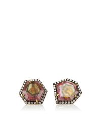 Jemma Wynne | Red One Of A Kind Large Bicolor Tourmaline and Diamond Stud Earrings | Lyst