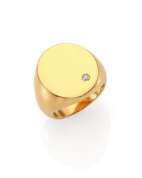 Jennifer Zeuner | Metallic Elizabeth Diamond Signet Ring | Lyst