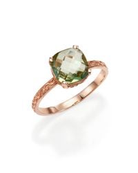 KALAN by Suzanne Kalan | Metallic Kiwi Topaz & 14k Rose Gold Filigree Cushion Ring | Lyst
