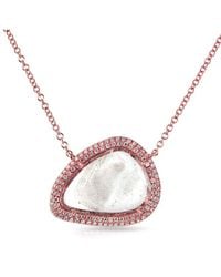 Anne Sisteron - Pink 14kt Rose Gold Diamond Slice Organic Shape Necklace - Lyst