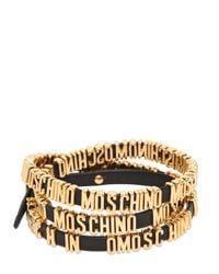 Moschino | Metallic Logo Lettering Leather Wrap Bracelet | Lyst