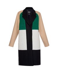 MSGM | Multicolor Wool Felt Coat With Boucle Inset | Lyst