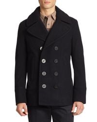 Burberry | Blue Eckford Wool & Cashmere Peacoat for Men | Lyst