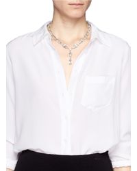 CZ by Kenneth Jay Lane | Green Elongated Pear Cut Cubic Zirconia Necklace | Lyst