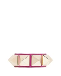 Valentino | Pink 'Rockstud' Macro Leather Bracelet | Lyst