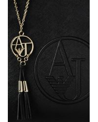 Armani Jeans | Black Saffiano Print Tote Bag With Tassels | Lyst