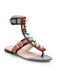 Fendi - Pink Studded Gladiator Sandals - Lyst