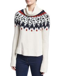 Veronica Beard | White Fairisle Turtleneck | Lyst