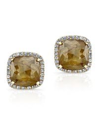 Anne Sisteron - 14kt Yellow Gold Diamond Slice Square Stud Earrings - Lyst