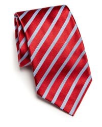 Ike Behar | Red Striped Silk Tie for Men | Lyst