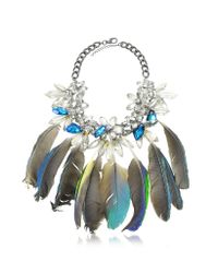 Anabela Chan - Blue Crystals And Feathers Necklace - Lyst