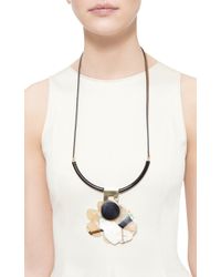 Marni | Brown Leather And Horn Long Necklace | Lyst