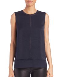 Vince | Blue Sleeveless Overlay Silk Tank Top | Lyst