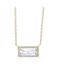 Anne Sisteron - Metallic 14kt Yellow Gold Rectangle White Topaz Diamond Necklace - Lyst