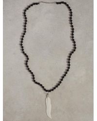 John Varvatos | Black Carved Bone Feather Necklace for Men | Lyst