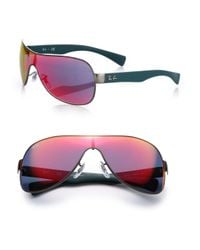 Ray-Ban | Pink Mirrored 65mm Shield Sunglasses | Lyst