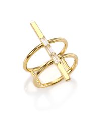 Elizabeth and James | Metallic Riley White Sapphire Caged Ring | Lyst