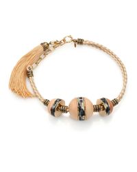 Lanvin | Metallic Beaded Cord Tassel Necklace | Lyst