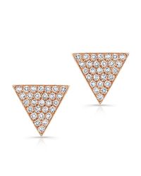 Anne Sisteron - Pink 14kt Rose Gold Diamond Medium Triangle Emma Stud Earrings - Lyst