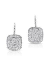 Anne Sisteron - 14kt White Gold Diamond Cushion Earrings - Lyst