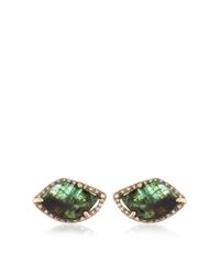 Lizzie Mandler | Green One Of A Kind Emerald Halo Studs | Lyst