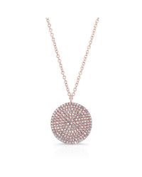 Anne Sisteron - Pink 14kt Rose Gold Large Diamond Disc Necklace - Lyst