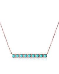 Anne Sisteron - Green 14kt Rose Gold Turquoise Diamond Bar Necklace - Lyst
