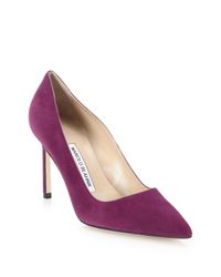 Manolo Blahnik | Purple Bb 90 Suede Point-toe Pumps | Lyst