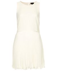 Lyst - Topshop Pleated Chiffon Overlay Dress in Natural