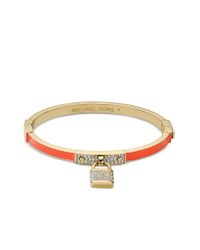 Michael Kors - Orange Pave Padlock Hinge Bracelet - Lyst