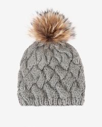 new pom hat pom annabelle york Stitch Gray Cross Fur  Pom Annabelle in new Hat: Grey york  Lyst Knit